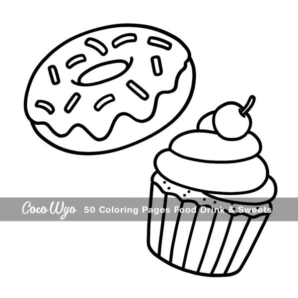 Food Drink & Sweets: Coloring Book for Adults and Kids, Bold and Easy, Simple and Big Designs for Relaxation Featuring a Variety of Foods, Drinks, Desserts and Fruits (Bold & Easy Coloring) - Image 2